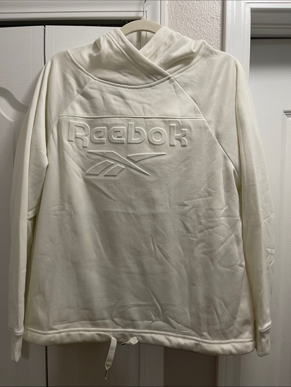 Reebok white Pullover Hoodie with Embossed Logo